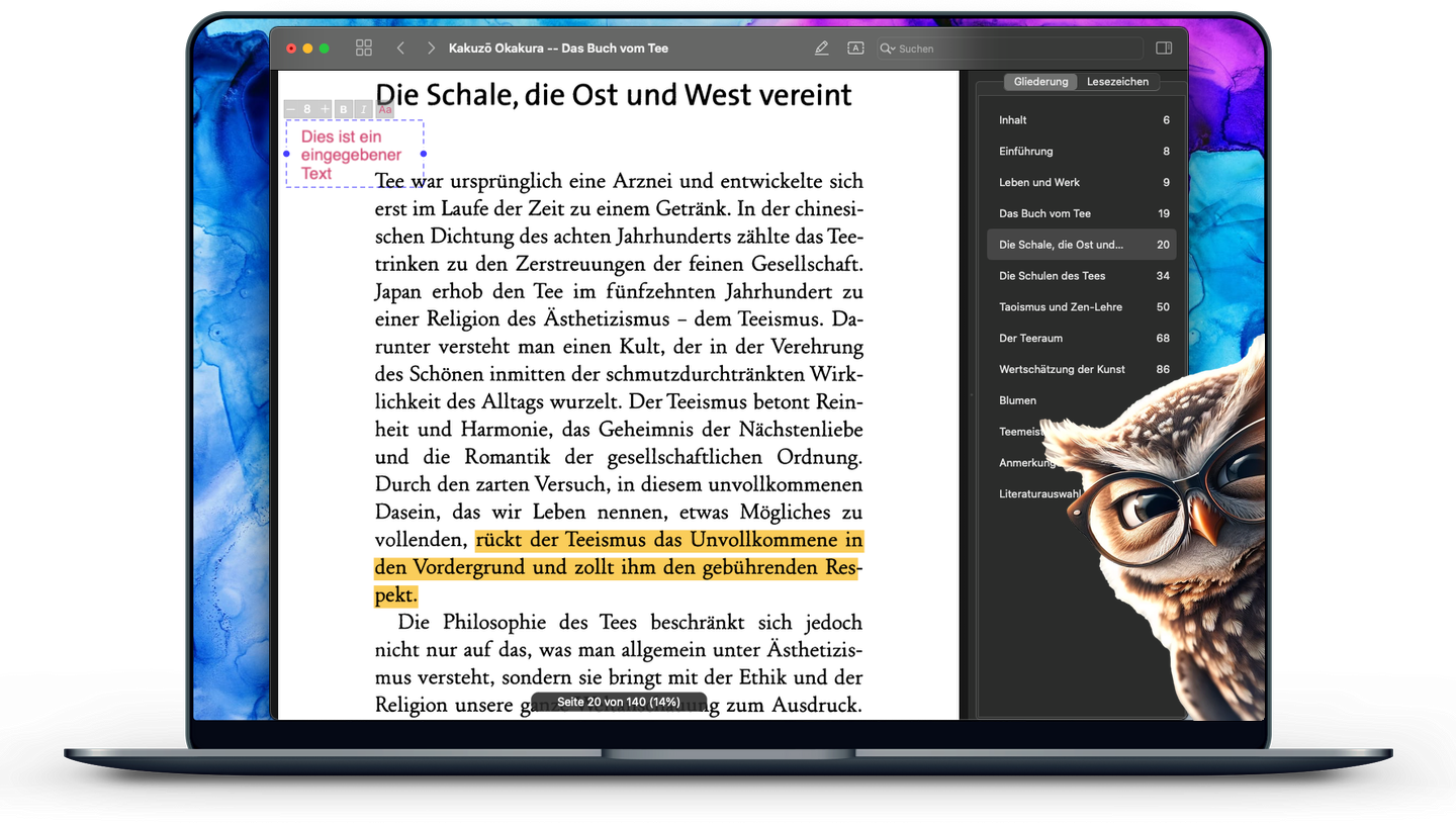 MacBook mit geöffneter PDF Owl App