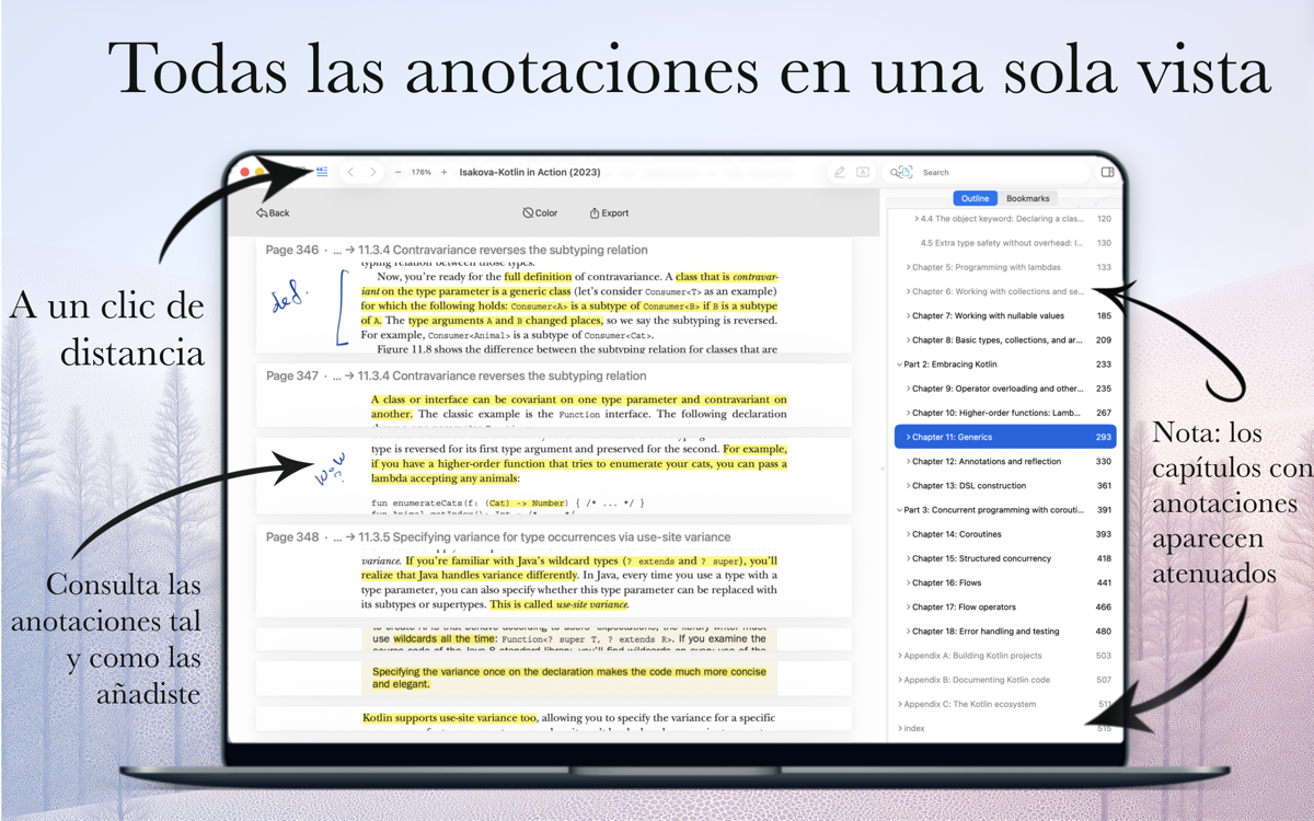 Vista de lista de anotaciones